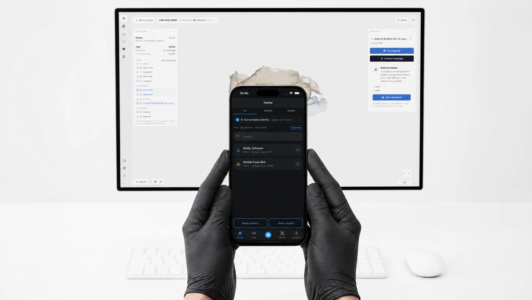 Un caso aperto nell'app Oralsnap sul telefono